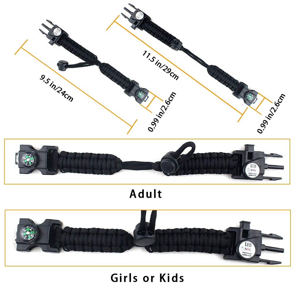 Daarcin Survival Paracord Bracelet,Fire Starter,Waterproof Sos Light, Compass, Whistle, Adjustable Ak87 20 In 1,Outdoor Ultimate