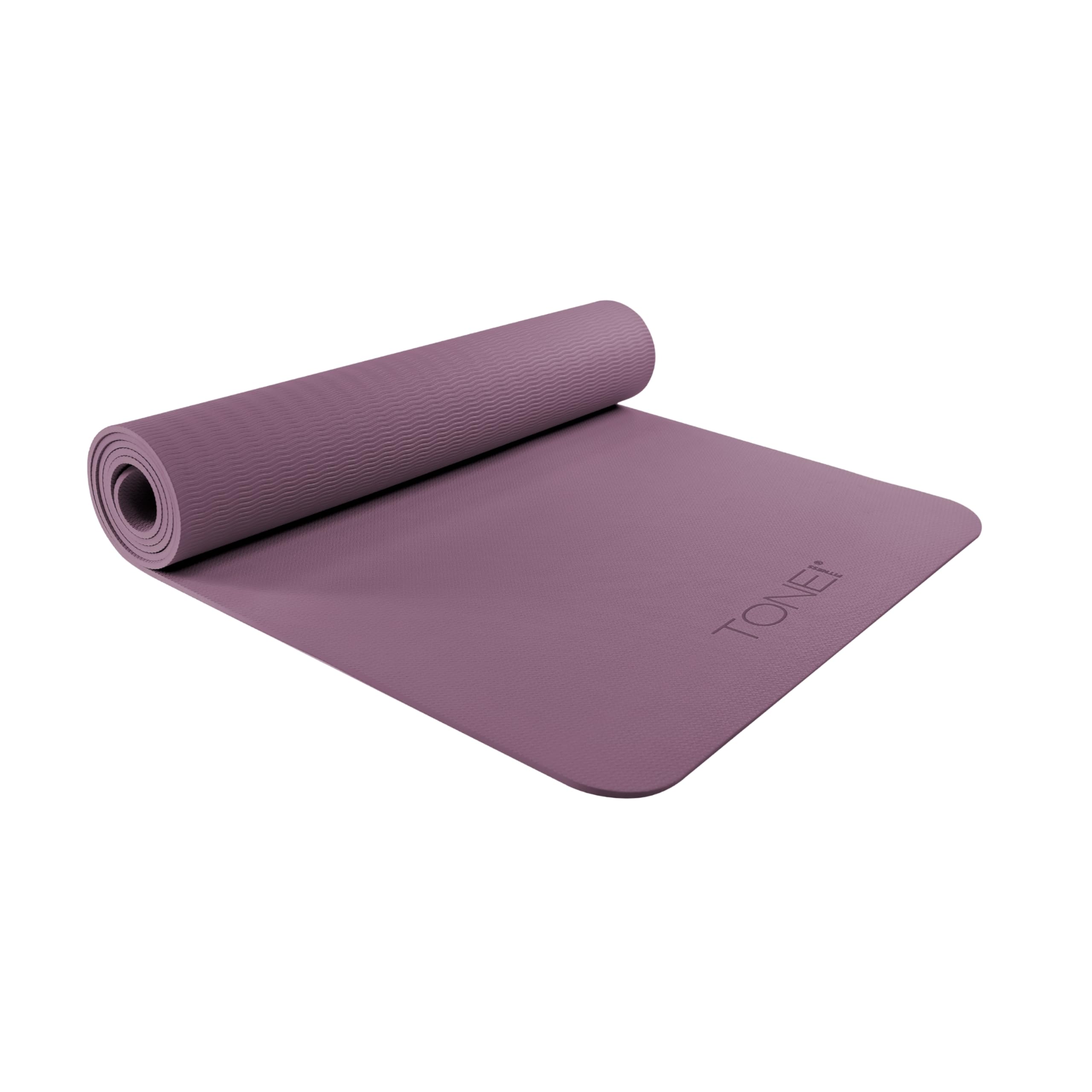 TONE Fitness Yoga Mat 1/4 Thick Non Slip Exercise & Pilates Mat for Home Workouts with Carrying Strap | V Pattern | Purple