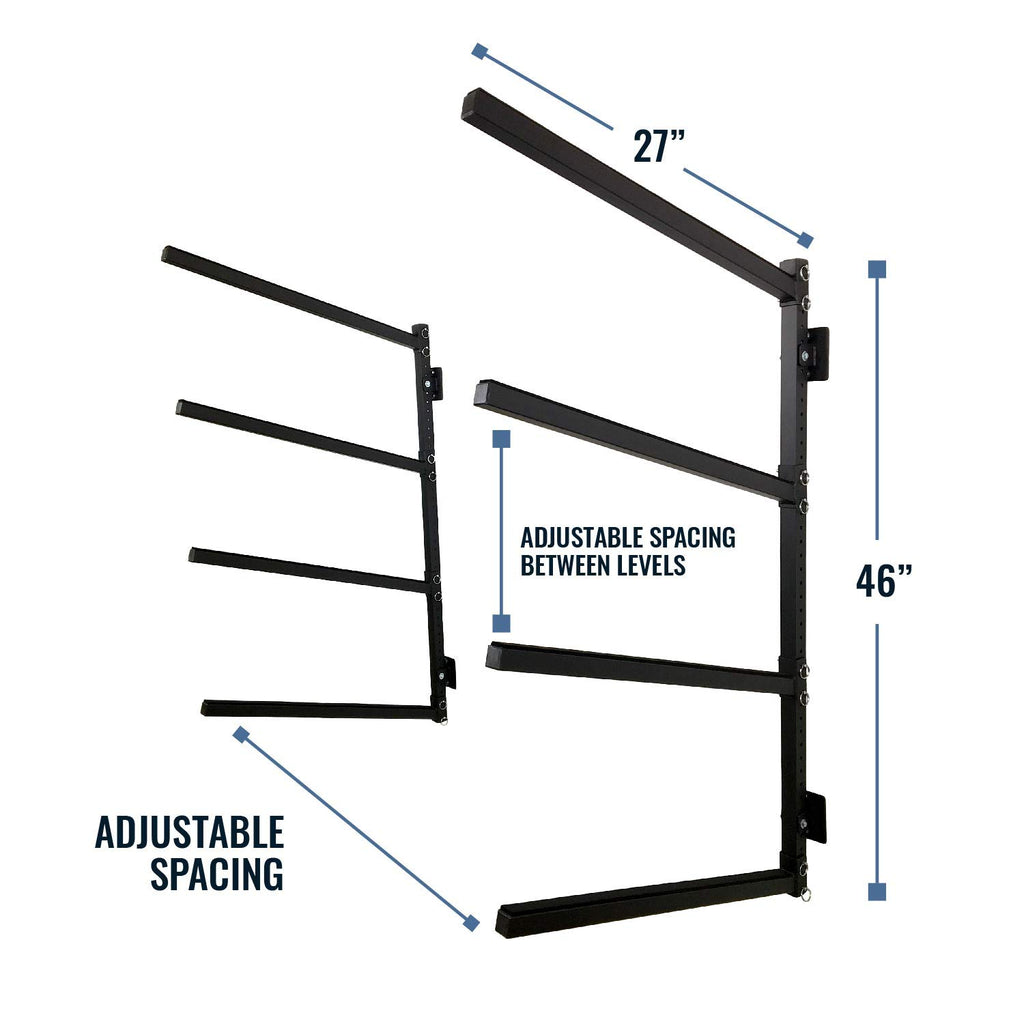 Storeyourboard 4 Kayak Storage Rack, Adjustable Kayak Rack For Garage, Heavy Duty Wall Mount Holds Up To 400 Lbs, Solid Steel, P