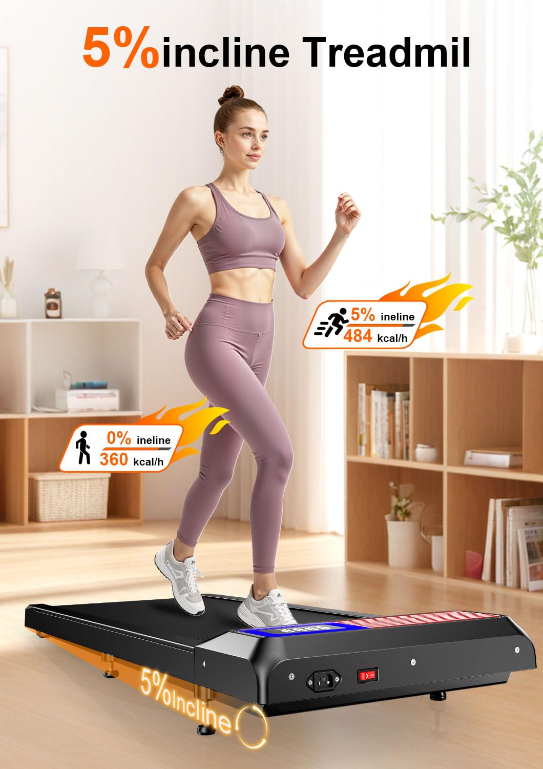Walking Pad Treadmill With Incline,Walking Pad 2.5Hp For Home And Office, 265Lbs Weight Capacity,Treadmill With App &Remote Cont