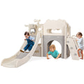 MAMIZO 8-in-1 Large Toddler Slide, L-Shaped Kids Slide with Long Slope, Baby Climber Slide Playset w/Enclosed Steps, Telescope, 