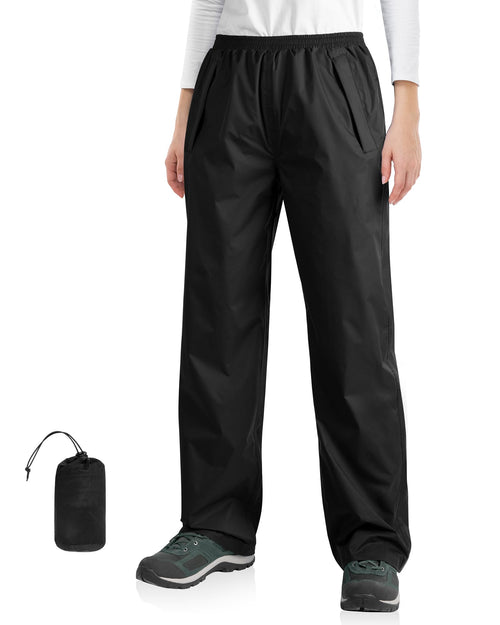 33,000ft Packable Rain Pants for Women Lightweight Waterproof Pants Black