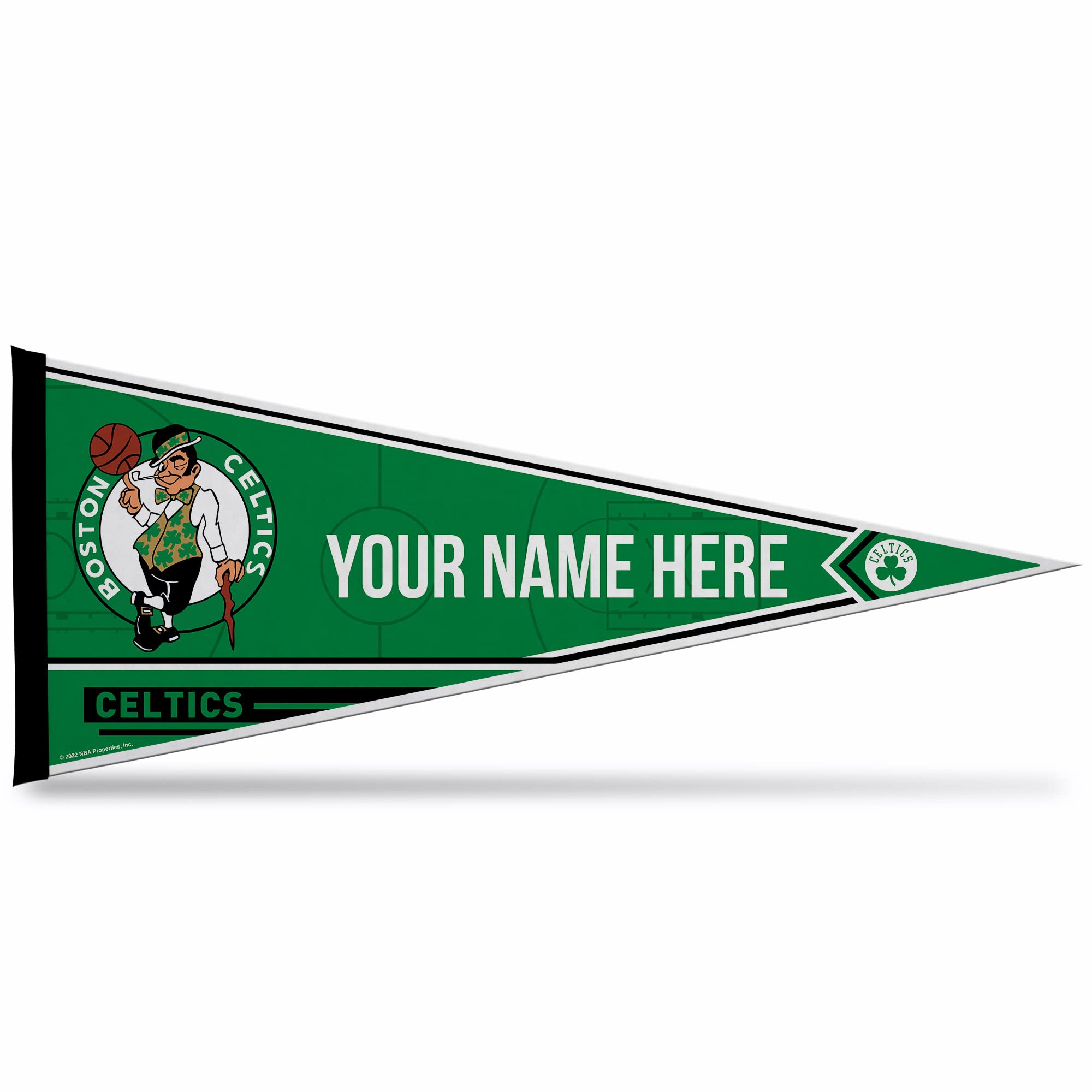 Rico Industries Nba Basketball Boston Celtics Personalized - Custom 12'' X 30'' Soft Felt Pennant - Ez To Hang