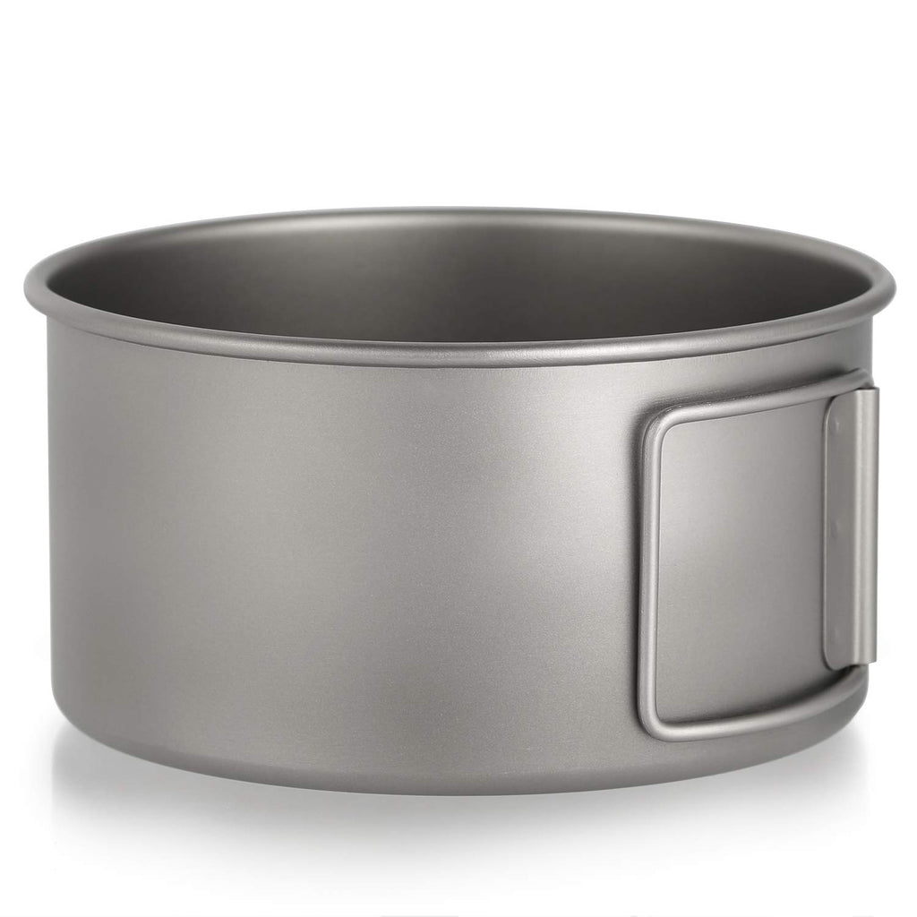 Lixada Titanium Bowl With Folding Handles Dinner Food Container For Outdoor Camping Hiking Backpacking
