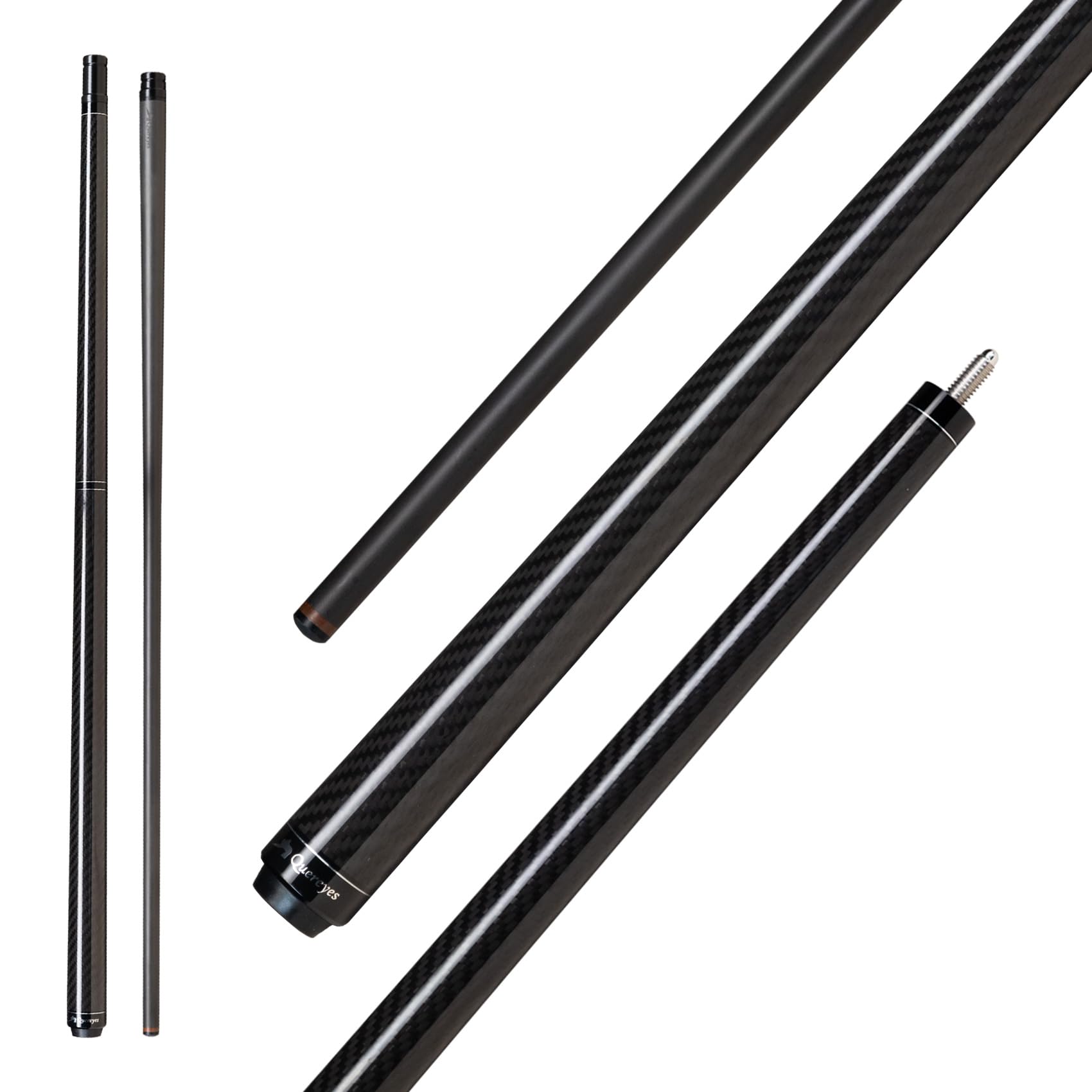 Quereyes Carbon Fiber Heavy Break Cue Pool Stick,Professional Carbon Fiber Jump Break Cue,58  Breaking Stick with Joint 5/16  18