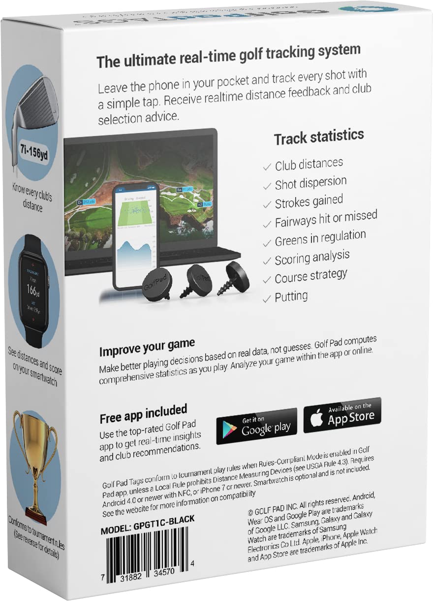 Golf Pad Tags - Automatic Shot Tracking System For Android/Iphone.