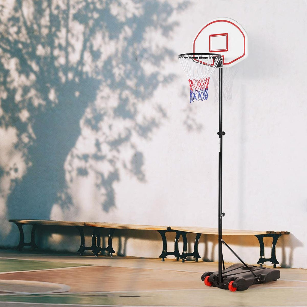 Yaheetech Portable Basketball Hoop System For Youth Indoor Outdoor W/Backboard & Wheels & Fillable Base, 5.2-7 Ft Adjustable Hei