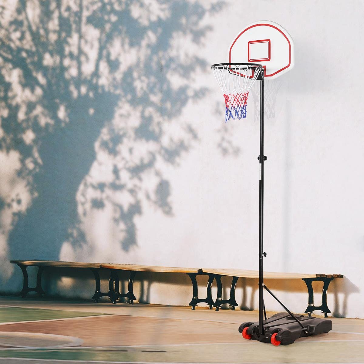 Yaheetech Portable Basketball Hoop System For Youth Indoor Outdoor W/Backboard & Wheels & Fillable Base, 5.2-7 Ft Adjustable Hei