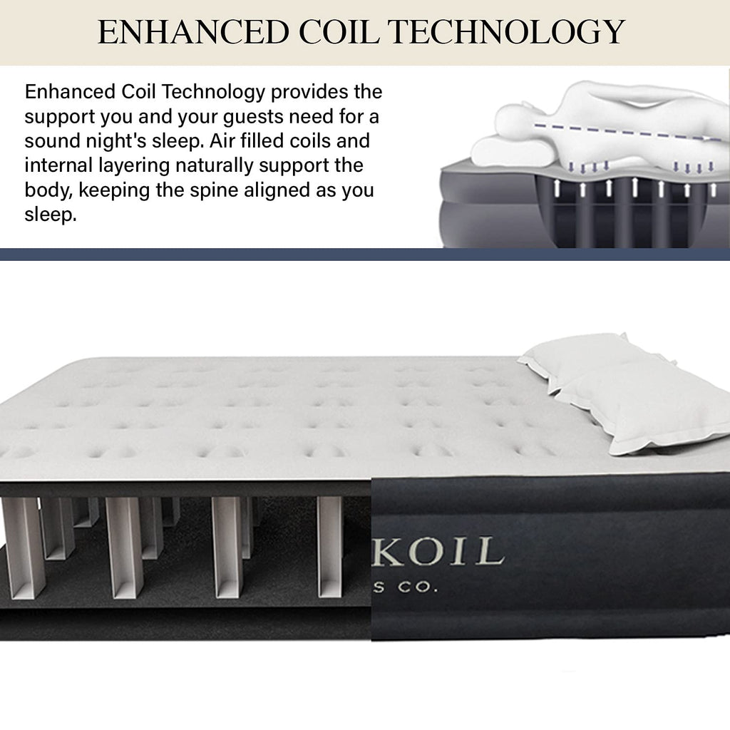 King Koil Plush Pillow Top King Air Mattress With Built-In High-Speed Pump Best For Home, Camping, Guests, 20'' King Size Luxury