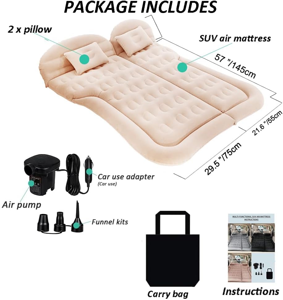 Saygogo Suv Air Mattress Camping Bed Cushion Pillow - Inflatable Thickened Car Air Bed Mattress With Air Pump Portable Sleeping