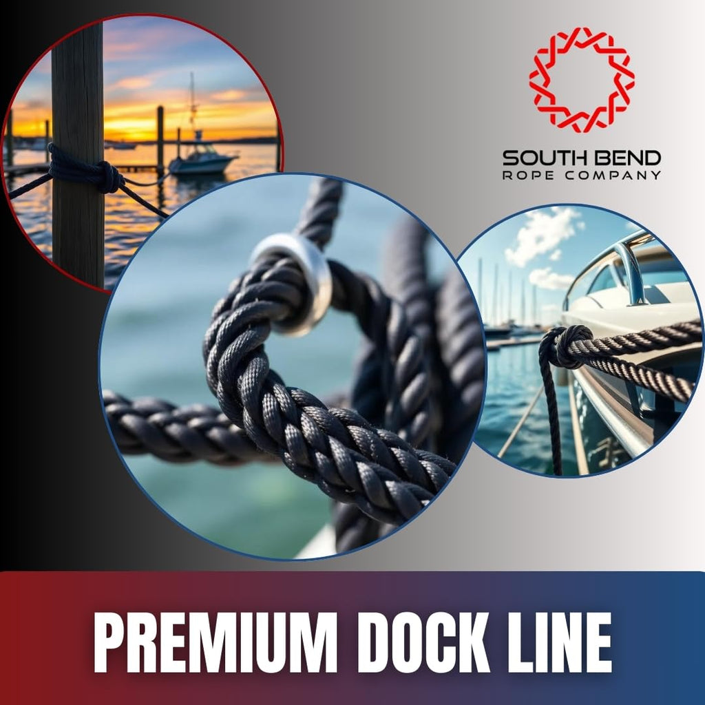 South Bend Rope Marine Grade Double Braided Nylon Dock Line W/Eye Splice (Black, 1-Inch X 35 Feet)