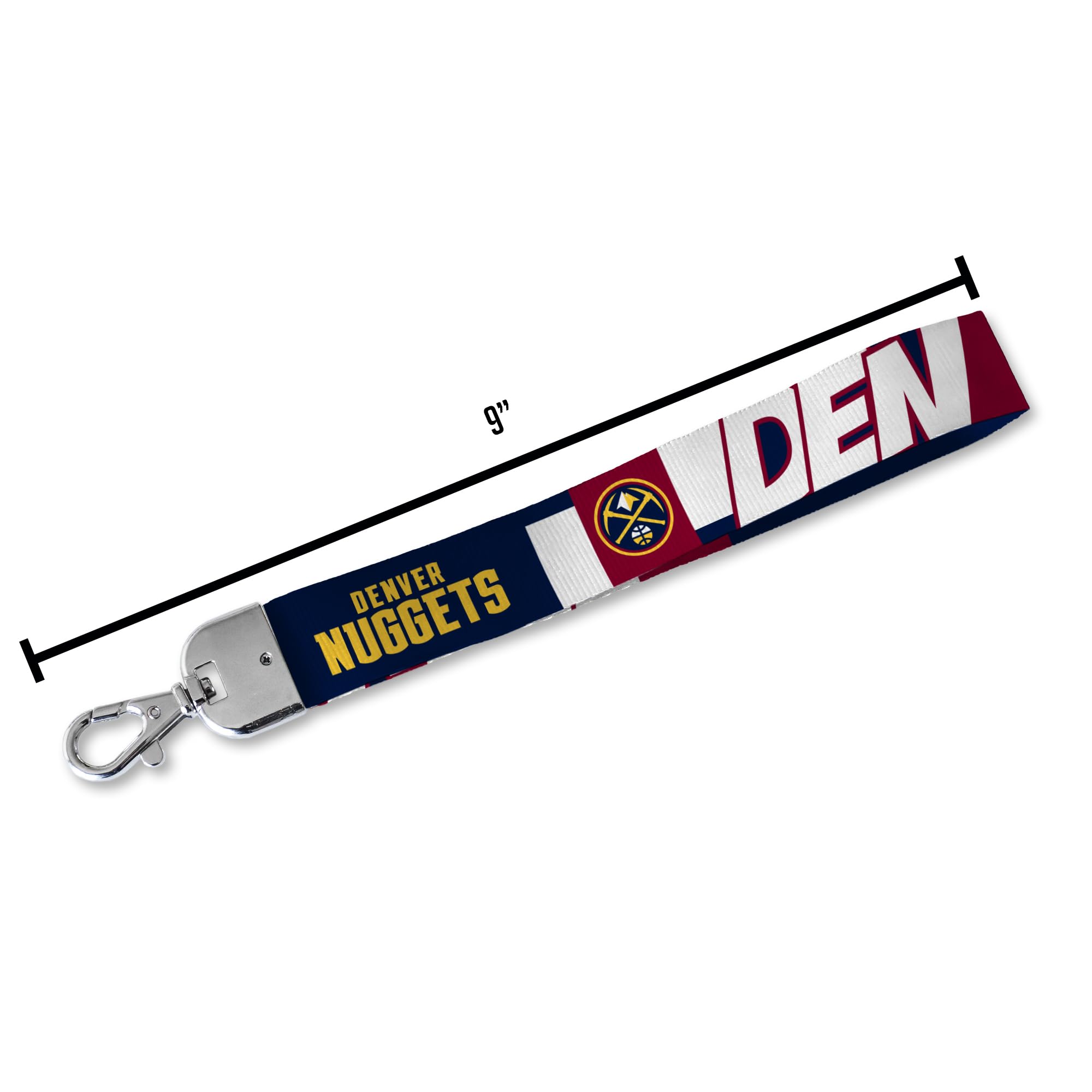 Rico Industries Nba Basketball Denver Nuggets Wrist Lanyard Key Chain, Cute Wristlet Strap Keychain Holder For Women Men Car Key