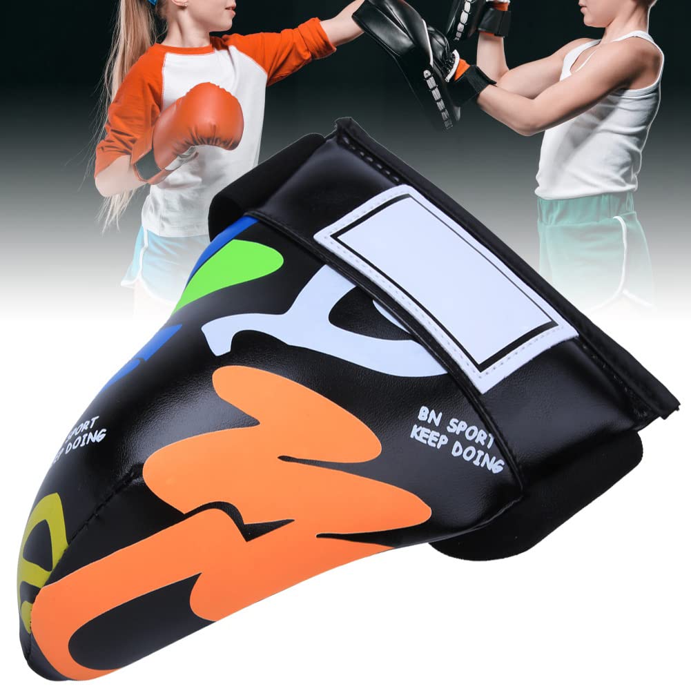 Spyminnpoo Children Groin Protector, Graffiti Jockstrap Groin Guard Gear For Boxing Sanda Taekwondo Muay Thai Training (Black)