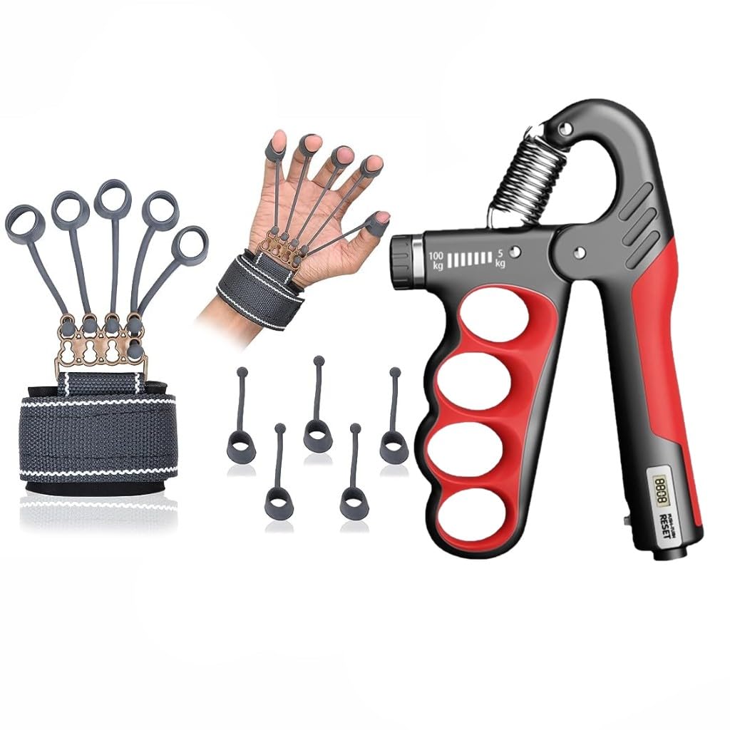 Oddish Way To Fitness Adjustable Hand Grip Strengthener With Finger Exerciser Combo, Forearm, Wrist & Grip Trainer For Home Gym