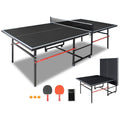 IUNNDS Portable Table Tennis Table 4.5/6/8/9FT Foldable Ping Pong Game Set for Indoor with Net and Post Set, 2 Paddles and 3 Bal