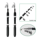 Fishing Pole Combo, 6.9Ft 2Pcs Telescopic Rods Set, Collapsible Carbon Fiber Fishing Rods, 2Pcs Spinning Reel Set With Carrier B