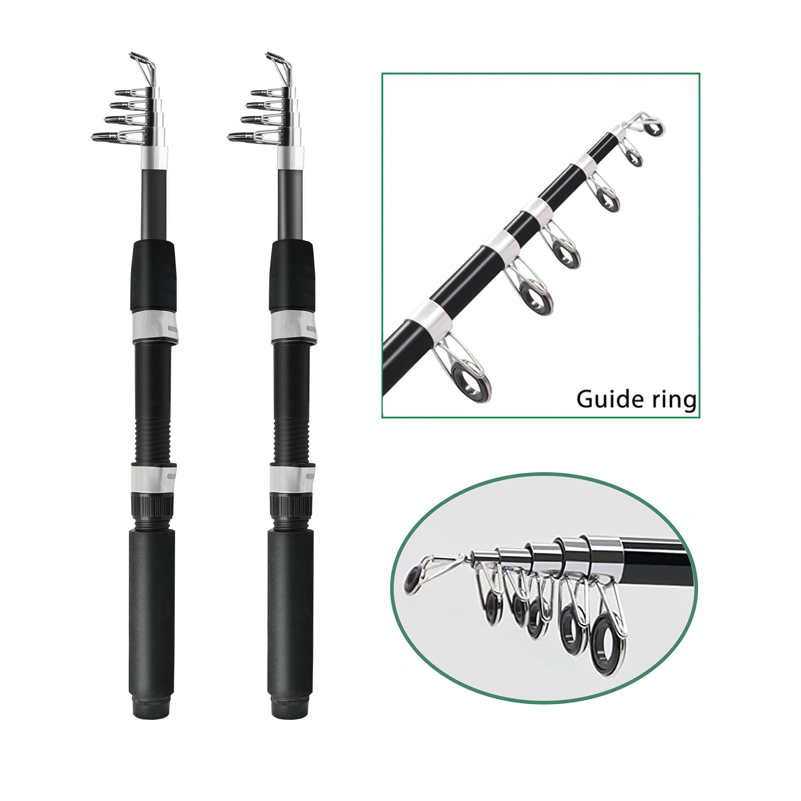 Fishing Pole Combo, 6.9Ft 2Pcs Telescopic Rods Set, Collapsible Carbon Fiber Fishing Rods, 2Pcs Spinning Reel Set With Carrier B