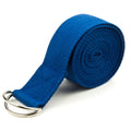 Crown Sporting Goods 10 ExtraLong Cotton Yoga Strap with Metal DRing (Blue)