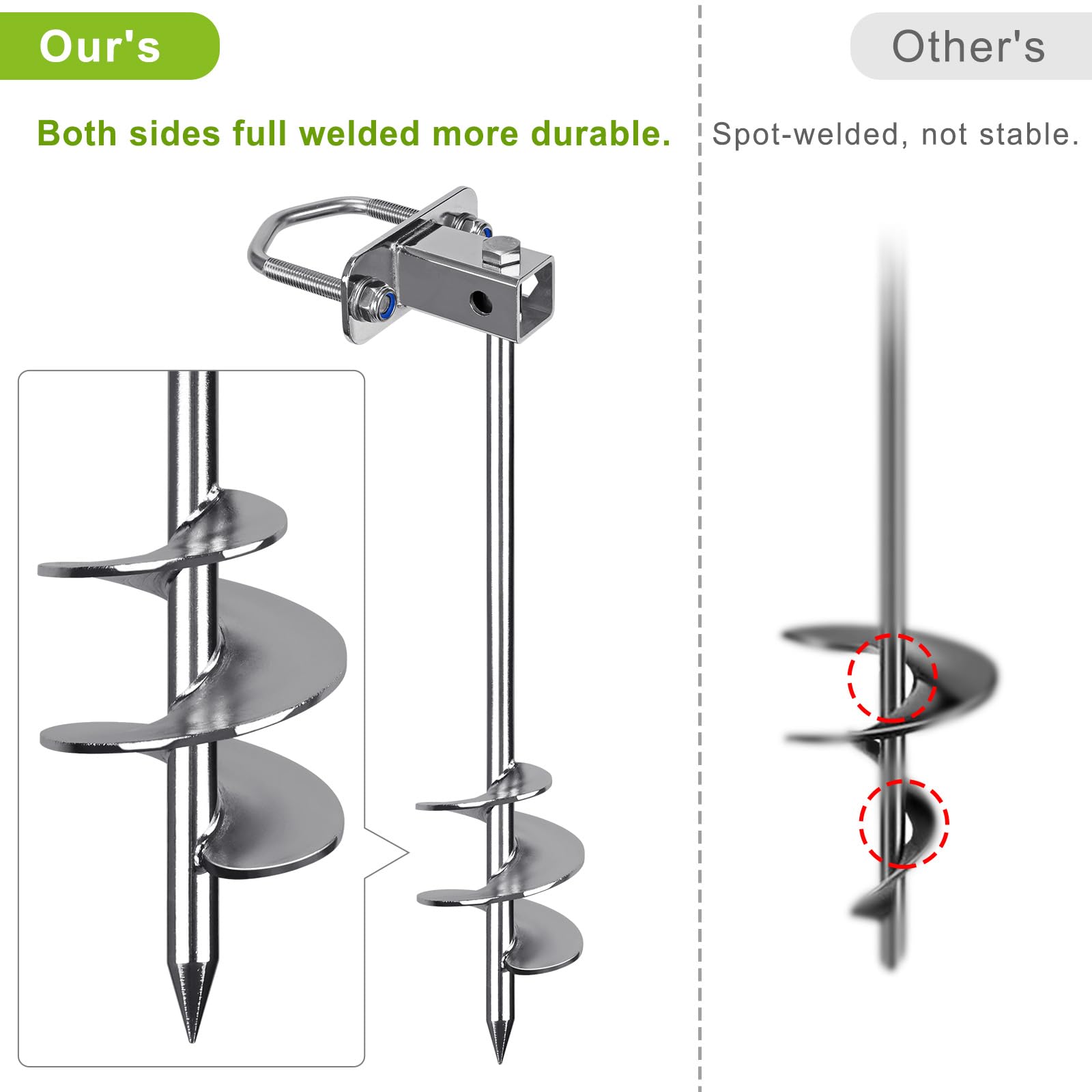 Insaga Multi-Purpose Ground Anchors Screw In, Fully Welded Shed Anchor Kit, 30 Earth Anchor, Mobile Home Anchors For Trampoline,
