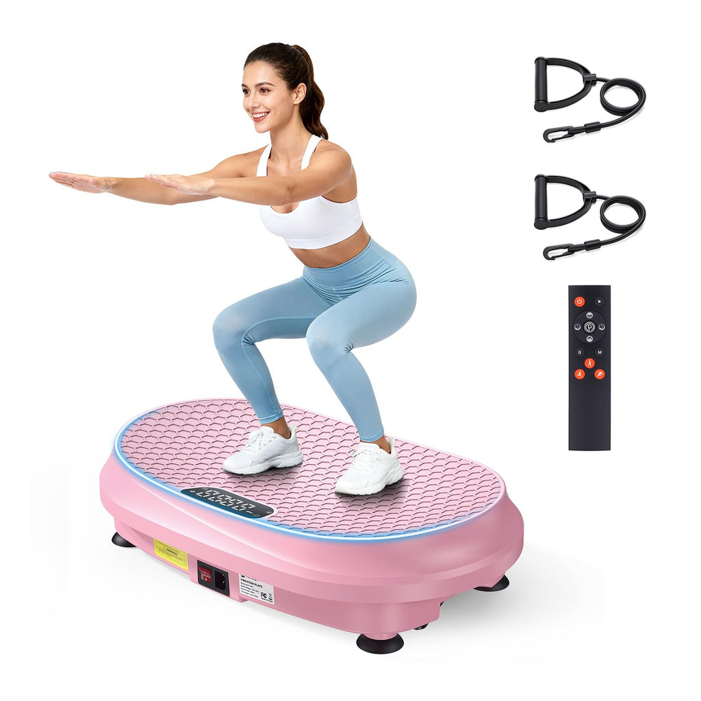 Curved Vibration Plate Exercise Machine, Vibrating Plate 400 Lbs Capacity With 9 Auto Modes And 120 Adjustable Speeds, Large Led