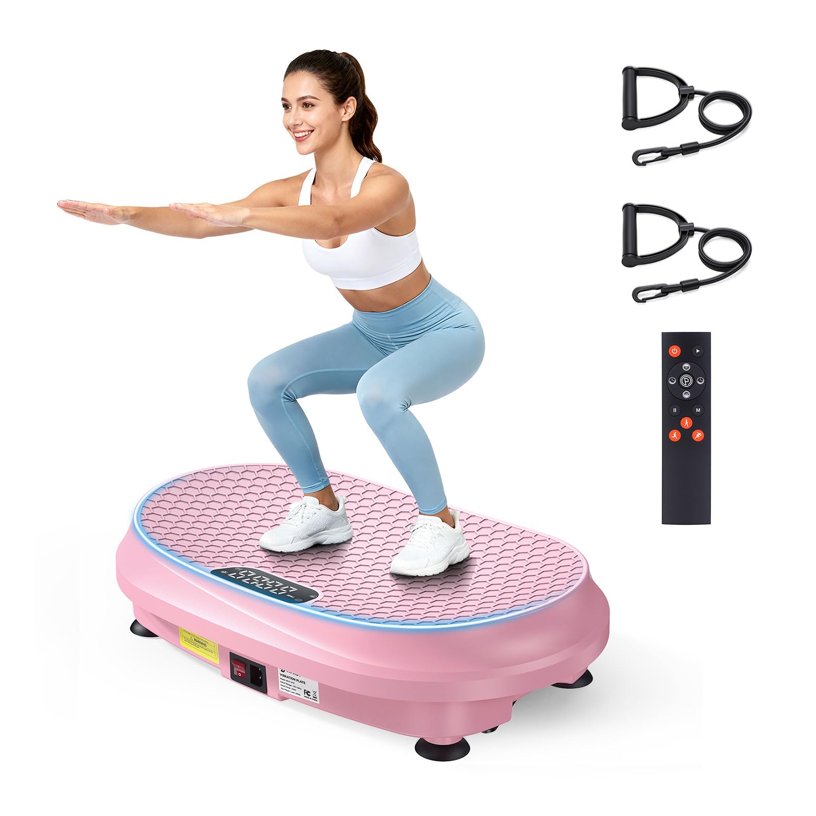Curved Vibration Plate Exercise Machine, Vibrating Plate 400 Lbs Capacity With 9 Auto Modes And 120 Adjustable Speeds, Large Led