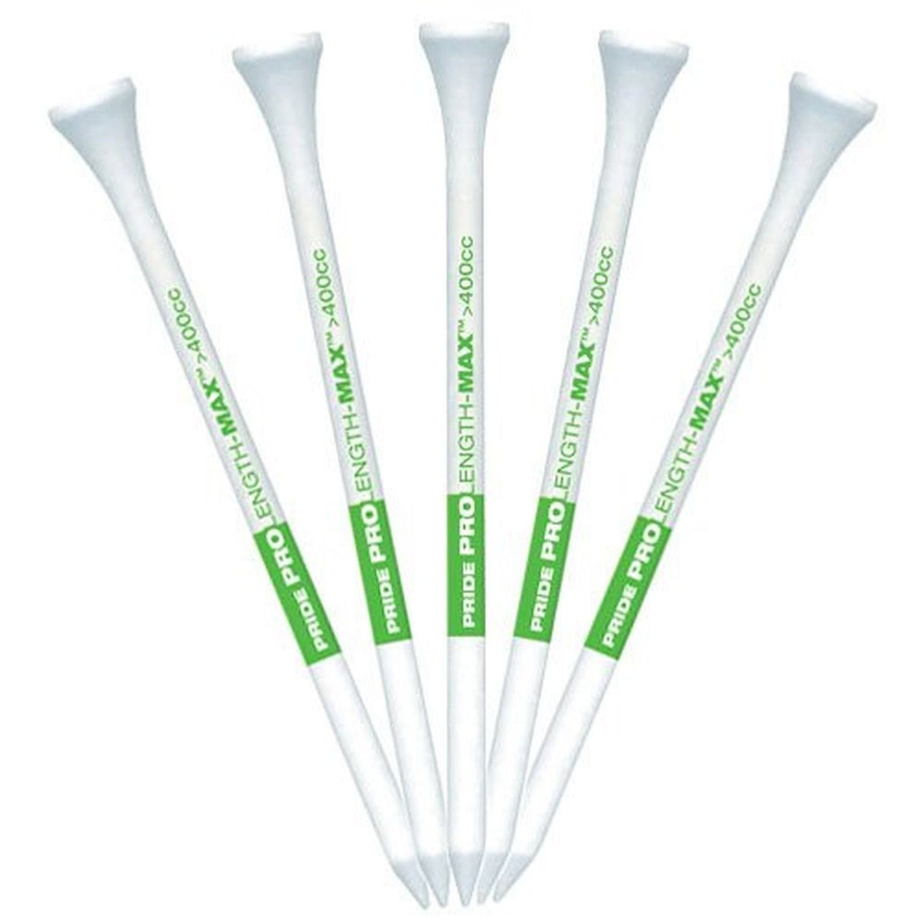 Pride Professional Tee System Prolength Max 4'' White Golf Tees - 4 Bags