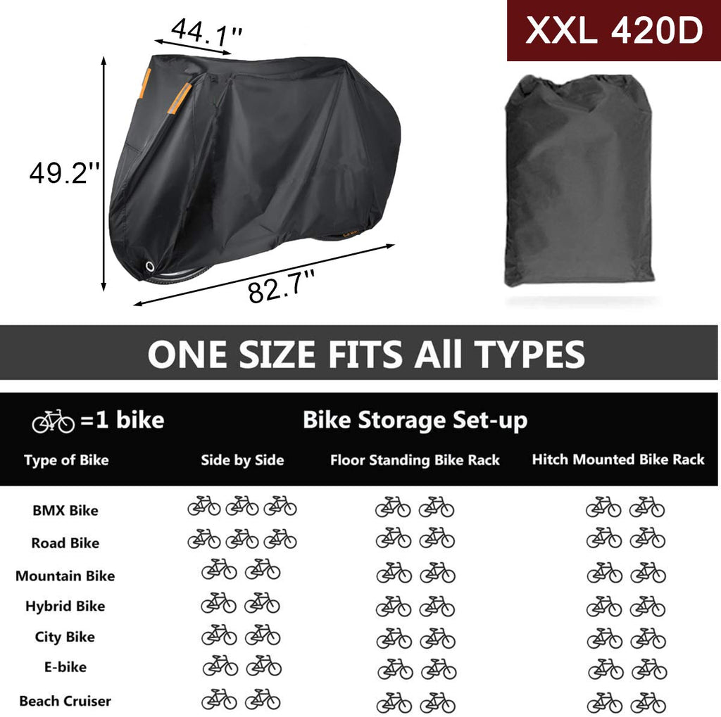 Szblnsm Bike Cover For 1, 2 Or 3 Bikes - Outdoor Waterproof Bicycle Covers - 420D Heavy Duty Ripstop Material Offers Constant Pr