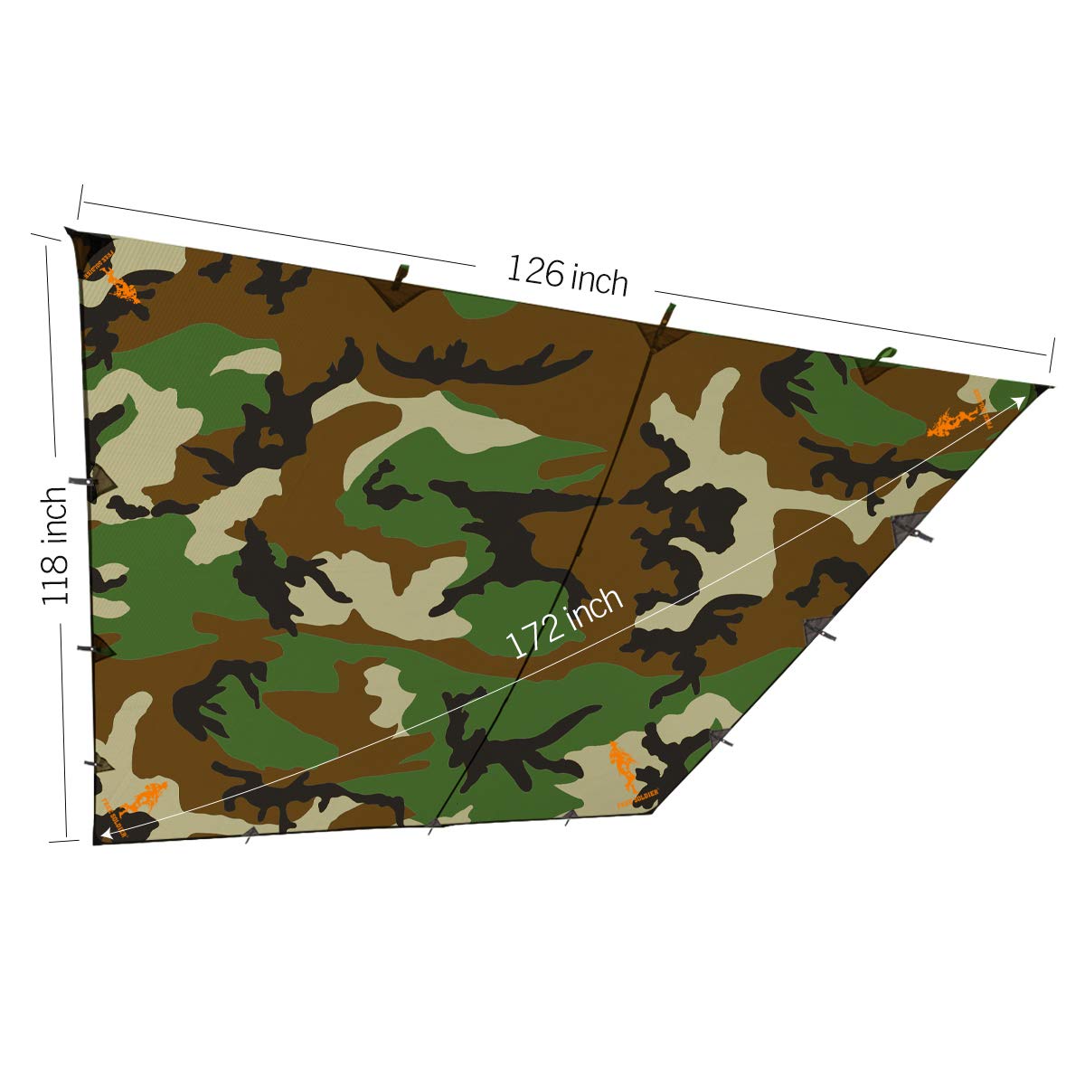Free Soldier Waterproof Portable Tarp Multifunctional Outdoor Camping Traveling Awning Backpacking Tarp Shelter Rain Tarp (Camo)