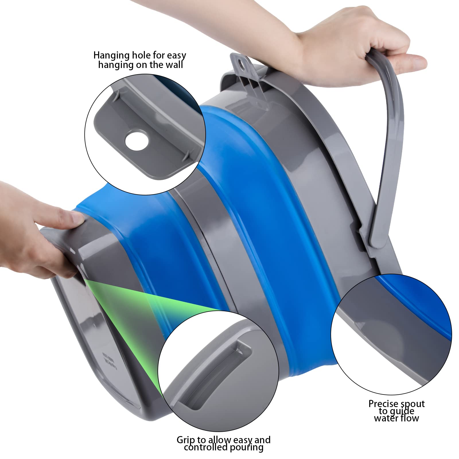 Collapsible Bucket With 2.6 Gallon (10L), Mop Bucket For Cleaning, Plastic Bucket For Garden, Car Washing Or Camping, Portable F