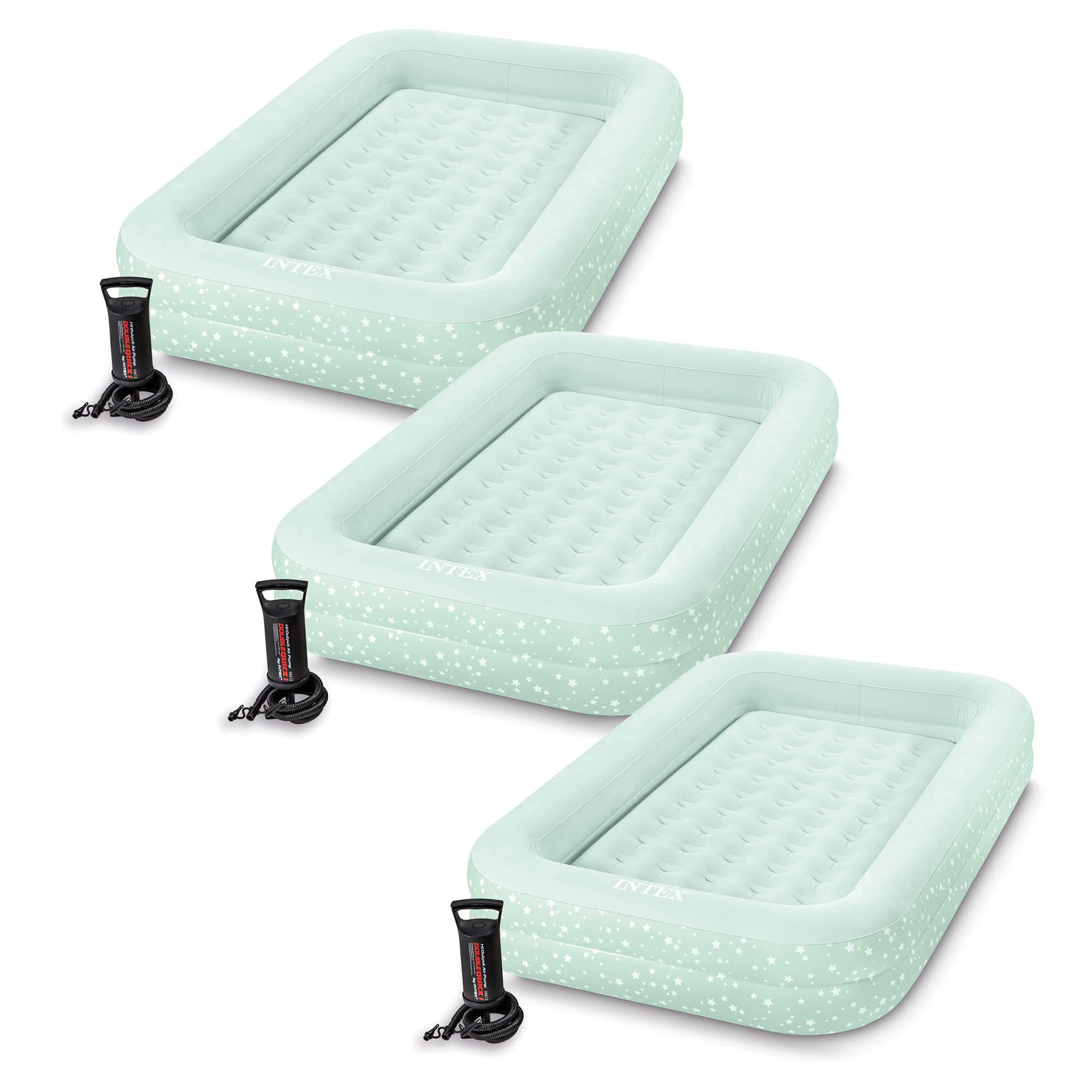 Intex Kids Travel Air Mattress Inflatable Bed Set With Raised Sides, Hand Pump, And Carrying Bag For Camping Trips And Sleepover