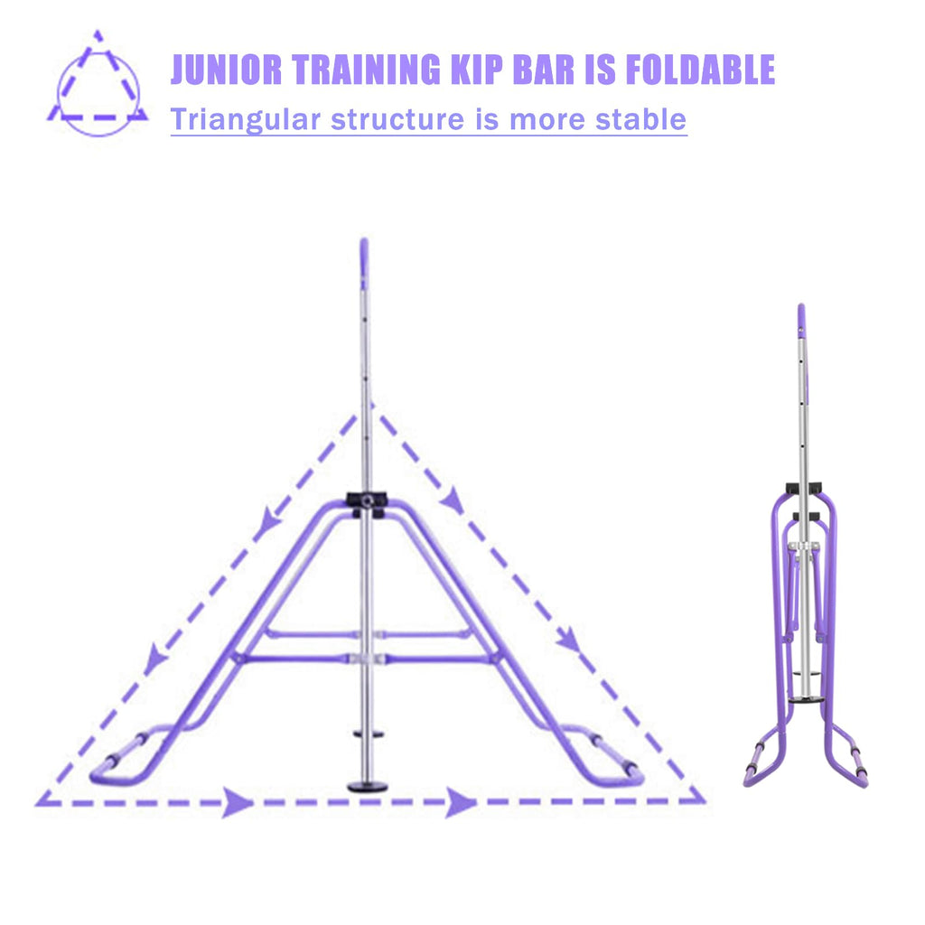Beeyeo Gymnastic Bars, Folding Horizontal Bars With Rings, Adjustable Height Junior Training Bar Gymnastics Equipment For Home
