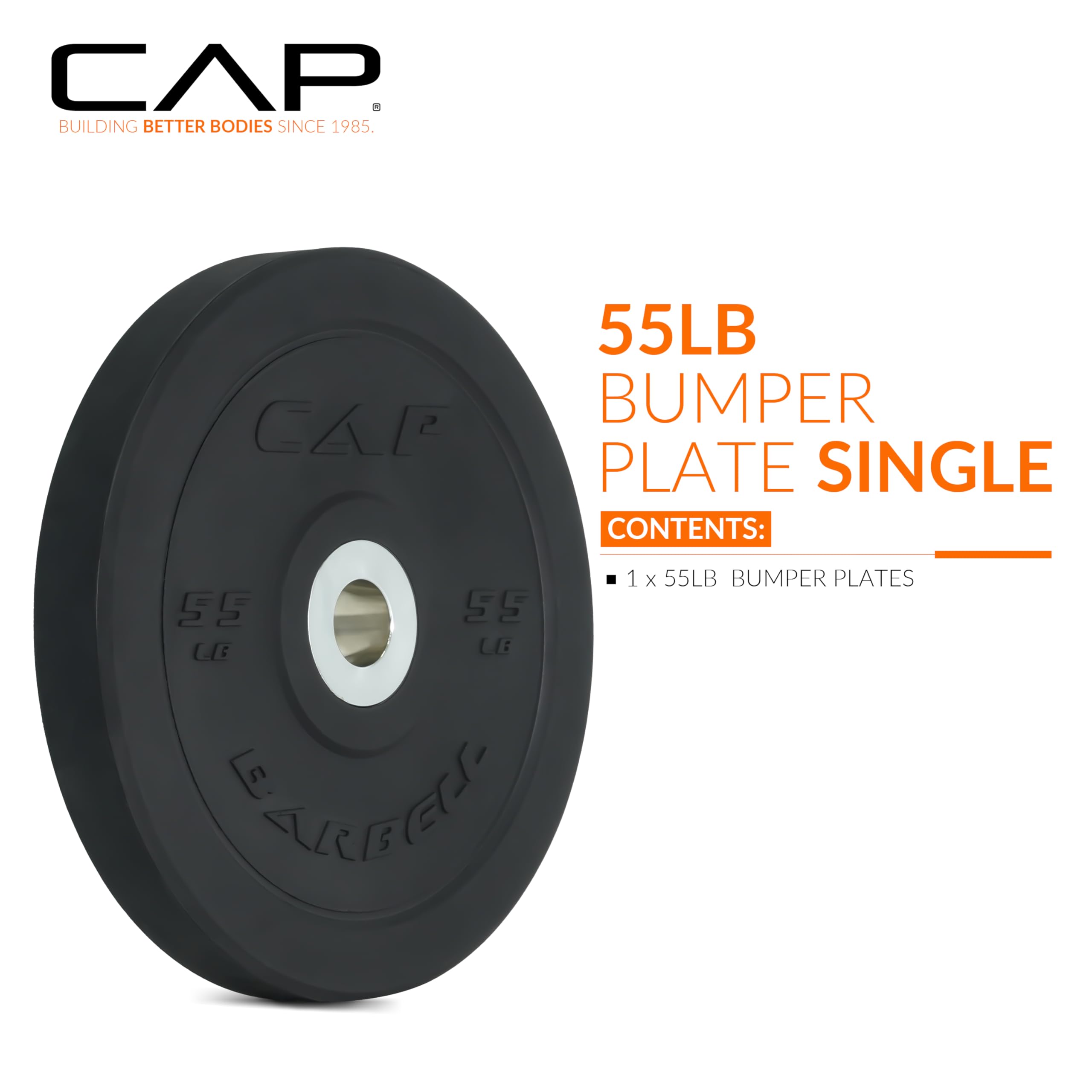 Cap Barbell Best Olympic Bumper Plate, Black, 55 Lb Single