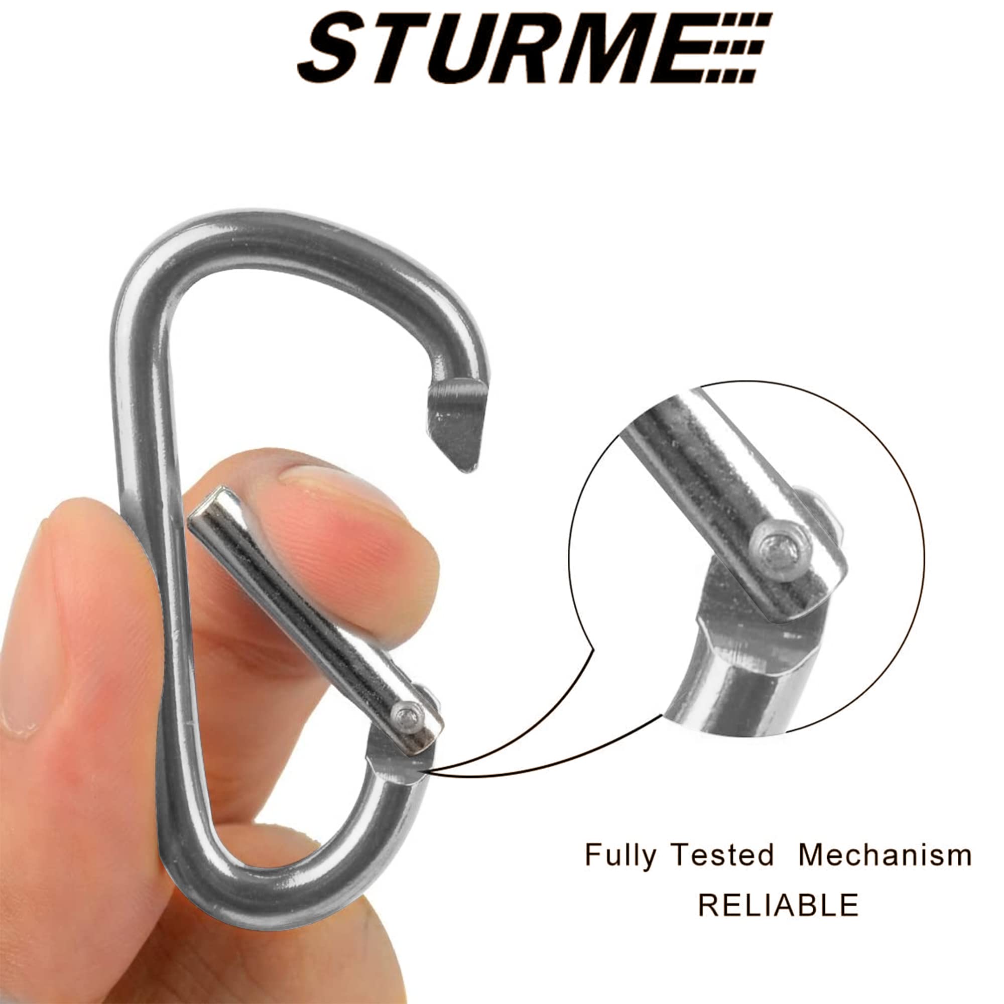 Sturme 2'' Aluminum D Ring Carabiners Clip D Shape Spring Loaded Gate Small Keychain Carabiner Clip Set For Outdoor Camping Mini