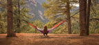 Thesunnysideshoppe Sunnysack Lightweight Heavy Duty Parachute Nylon Double Hammock With Tree Straps - Sunset (Purple/Orange)