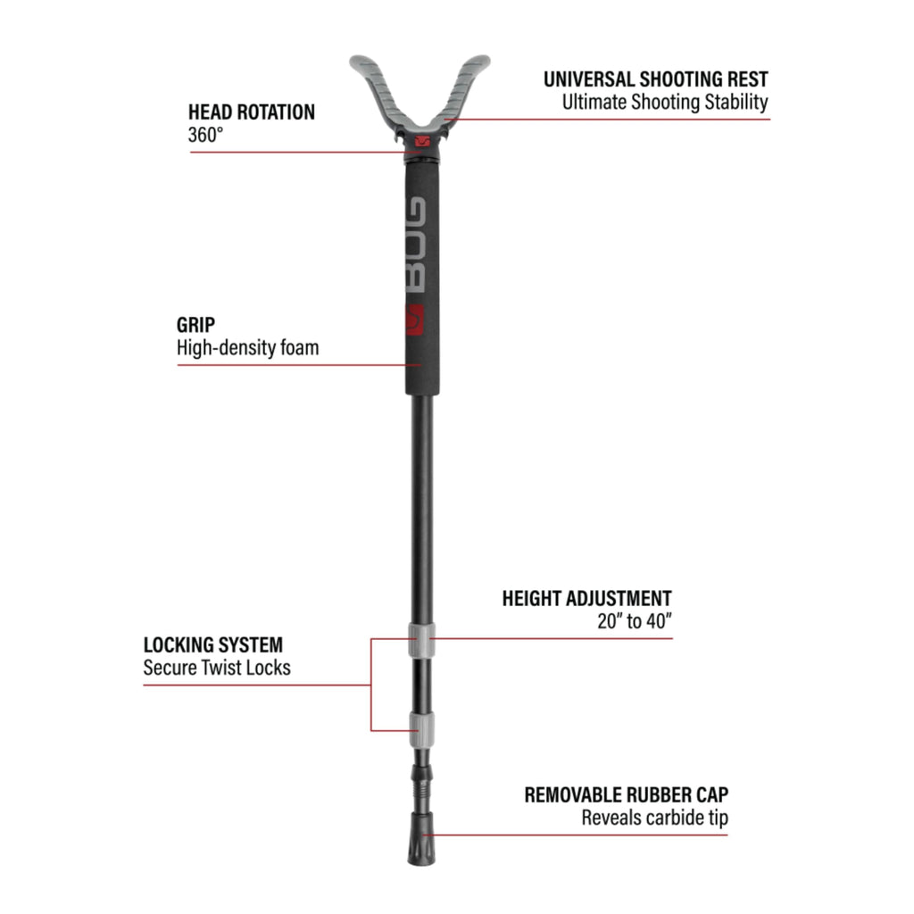 Bog Havoc Monopod Shooting Rest With Lightweight Aluminum Construction, High Density Foam Grip, Twist-Style Locking Leg, And Non