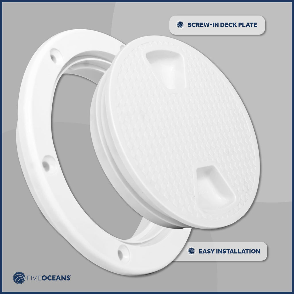 Five Oceans 8'' Boat Hatch, Marine Access Hatch, Round Inspection Deck Plate Hatch With Detachable Cover, Non-Slip, Uv Resistant