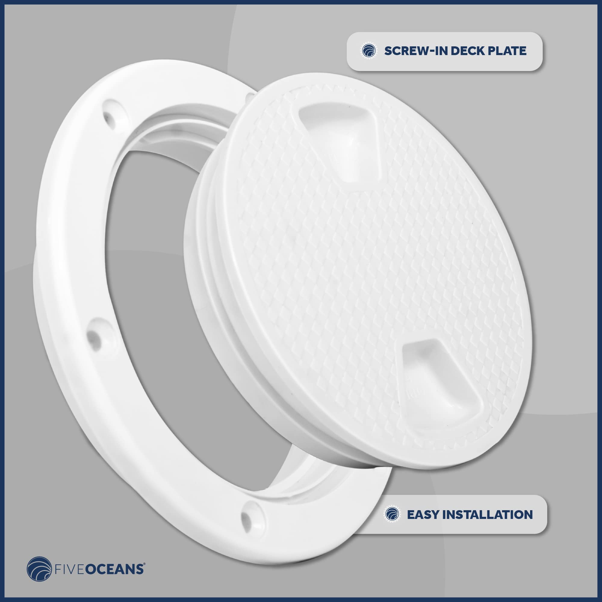 Five Oceans 8'' Boat Hatch, Marine Access Hatch, Round Inspection Deck Plate Hatch With Detachable Cover, Non-Slip, Uv Resistant