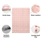 Zzlamb Cherry Pink Basic Water-Repellent Down Alternative Camping Blanket For Adults, Compact Lightweight Soft Puffy Blanket, Wa