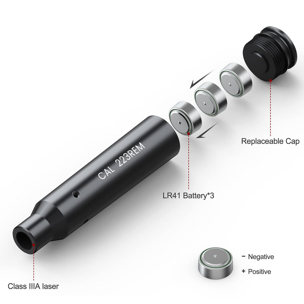 Feyachi Bore Sight 223 5.56mm Red Laser Zeroing Boresighter with 3 Sets of Batteries(Grey)