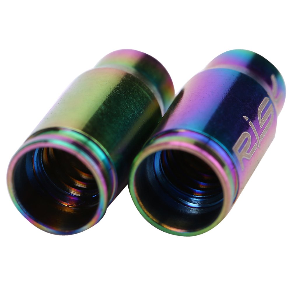 2Pcs Presta Valve Caps, Oil Slick Stem Bolts, Tc4 Titanium Alloy Bike Tire Valve Caps, Multicolor Mountain Road Ycle Bike Valve