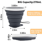 Litoexpe 4 Pack Silicone Collapsible Travel Cup Portable Folding Camping Cup Sets With Lids, Dark Gray & Pink & Navy Blue &Teal,