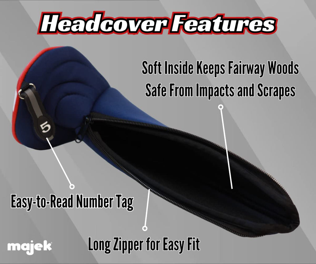 Usa Patriot Golf Zipper Head Covers 5 Fairway Woods Headcover U.S.A Neoprene Style Patriotic Driver Fits All Fairway Clubs