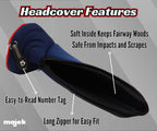 Usa Patriot Golf Zipper Head Covers 5 Fairway Woods Headcover U.S.A Neoprene Style Patriotic Driver Fits All Fairway Clubs
