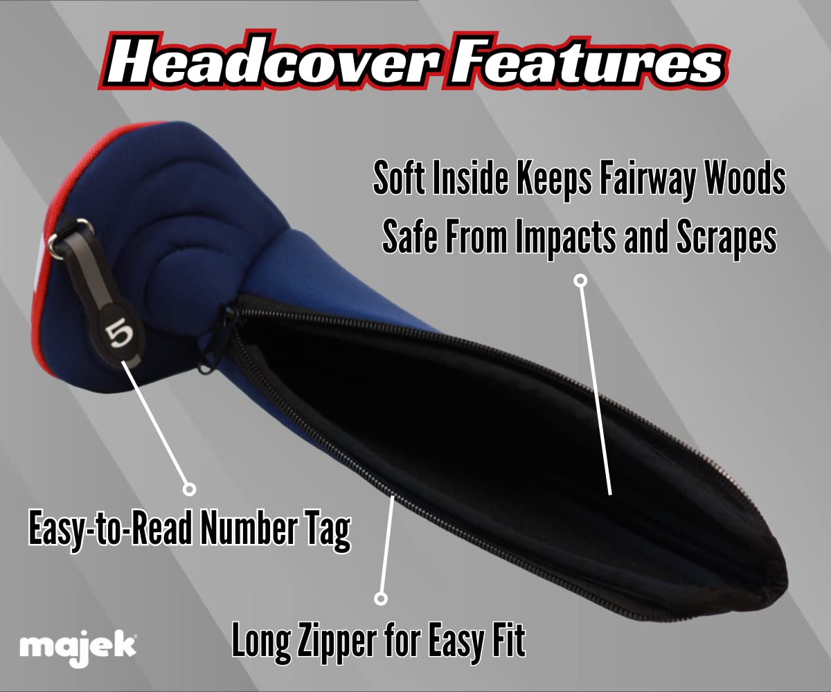 Usa Patriot Golf Zipper Head Covers 5 Fairway Woods Headcover U.S.A Neoprene Style Patriotic Driver Fits All Fairway Clubs