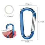 6Pcs Carabiner Caribeaner Clip,3'' Large Aluminum D Ring Shape Carabeaner With 6Pcs Keyring Keychain Hook (2 Orange+2 Navy+2 Red