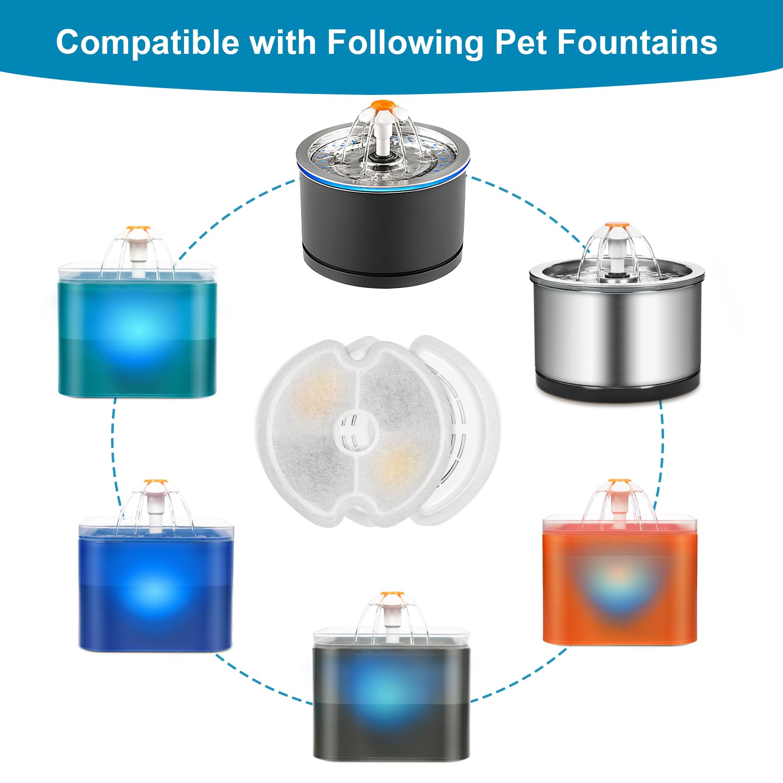 Vindox Cat Water Fountain Filters For Cat Water Fountain 84Oz25L Stainless Steel And Neverland Cat Water Fountain With Led Night