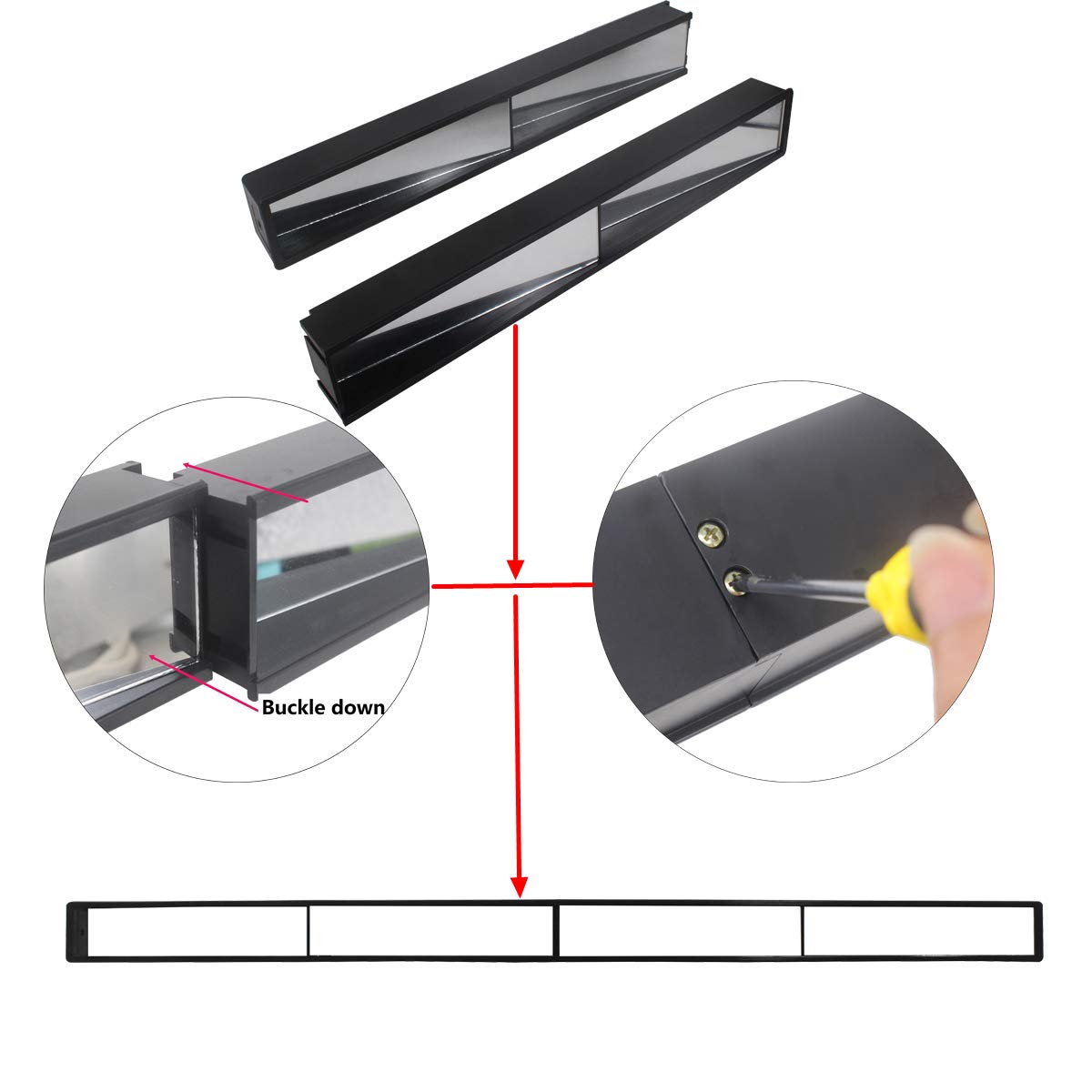 Hkoo Golf Cart Mirror, Universal 4 Panel Rear View Mirror Fits Golf Carts Ezgo, Club Car