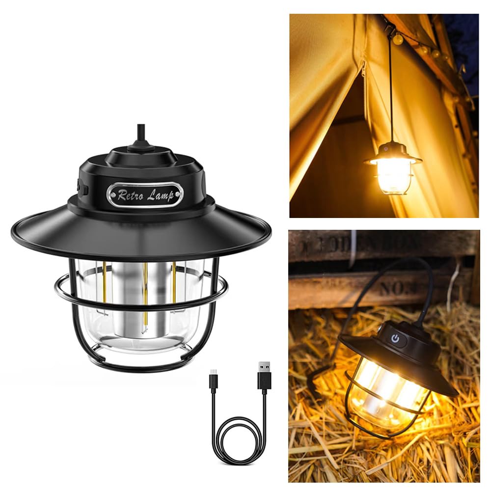 LED Rechargeable Outdoor Camping Light, Mini Portable Tent Emergency Light, New Horse Lamp 4-Speed Mode White and Warm Light, Am