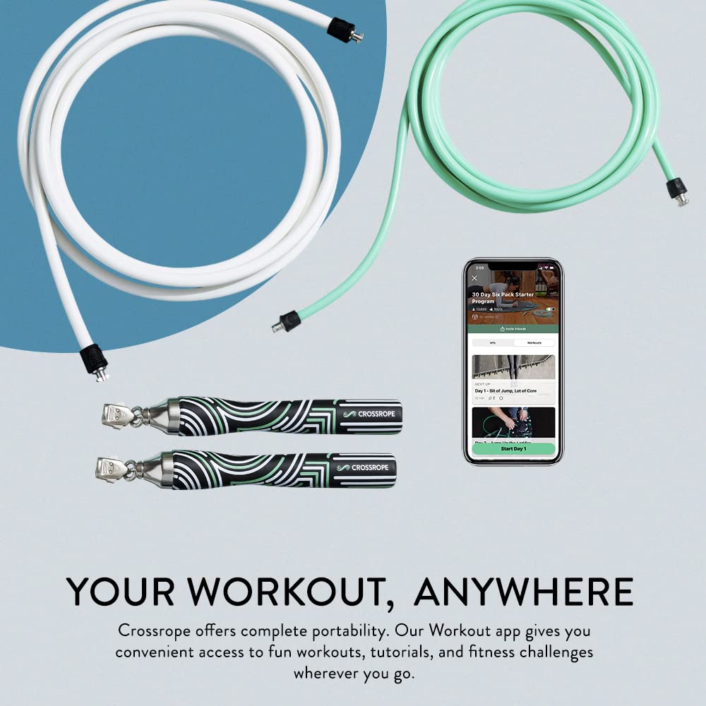 Crossrope Get Lean Set - Weighted Jump Rope- 1/4 Lb And 1/2 Lb Ropes - Slim Handles - Large