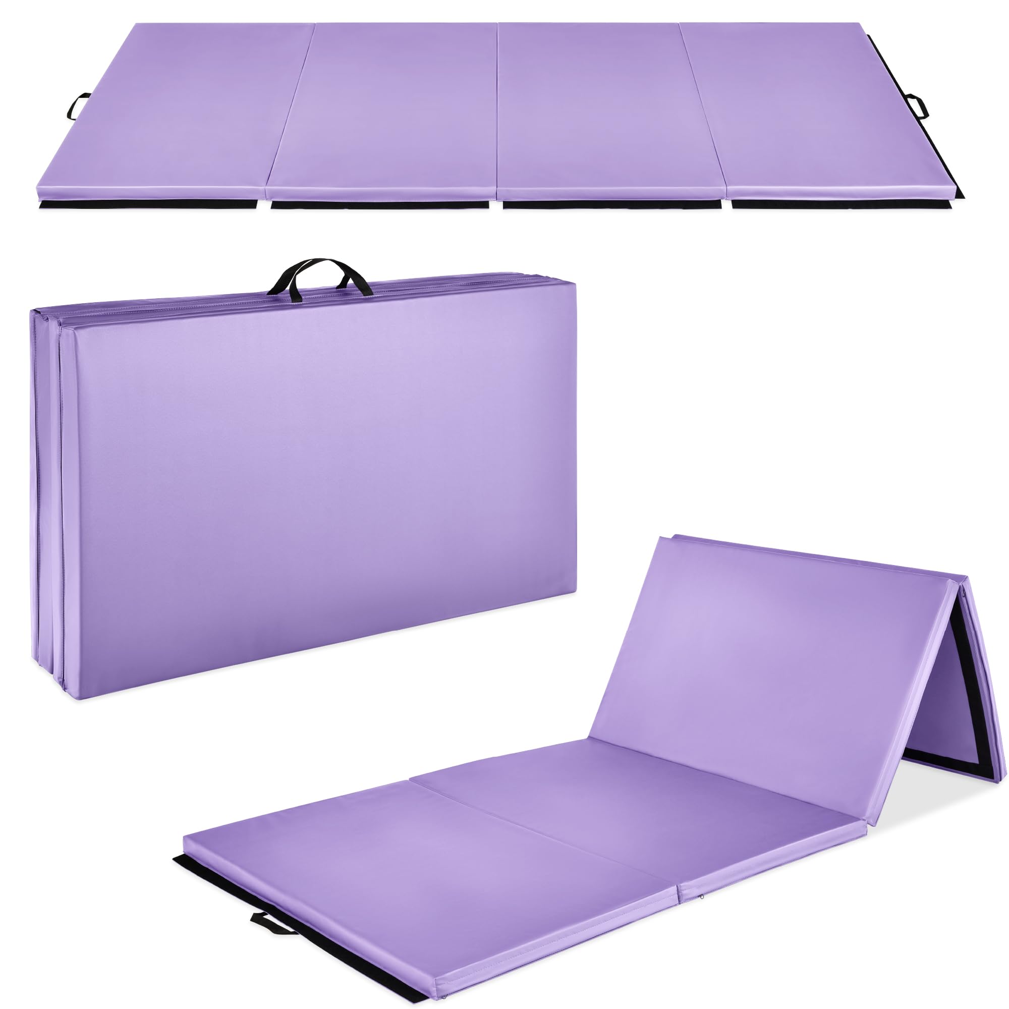 Best Choice Products 10Ftx4Ftx2In Folding Gym Mat 4-Panel Exercise Gymnastics Aerobics Workout Fitness Floor Mats W/Carrying Han